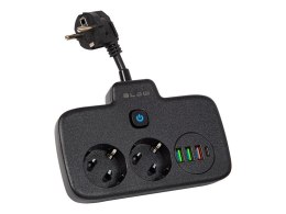 98-233# ROZGAŁĘŹNIK  PS-310U 3-GNIAZDA 3xUSB 0.1M CZARNY 2x1MM  PRZEDŁUŻACZ