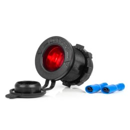 GNIAZDO ZASILANIA DODATKOWE DO ZABUDOWY Z CZERWONYM  PODŚWIETLENIEM 12V 24V AMIO-04219