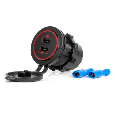 ŁADOWARKA SAMOCHODOWA Z GNIAZDAMI USB WODOOD PORNA 2x USB-C 12V 24V AMIO-04223 ŁADOWARKA SAMOCHODOWA Z GNIAZDAMI USB WODOOD PORNA 2x USB-C 12V 24V AMIO-04223
