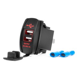 ŁADOWARKA SAMOCHODOWA Z GNIAZDAMI USB WODOOD PORNA W KSZTAŁCIE ŁÓDKI 2x USB 12V 24V AMIO-04228