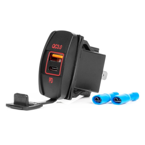 ŁADOWARKA SAMOCHODOWA Z GNIAZDAMI USB WODOOD PORNA W KSZTAŁCIE ŁÓDKI USB + USB-C qC3.0 12V 24V AMIO-04229 ŁADOWARKA SAMOCHODOWA Z GNIAZDAMI USB WODOOD PORNA W KSZTAŁCIE ŁÓDKI USB + USB-C qC3.0 12V 24V AMIO-04229