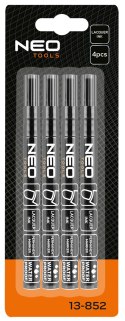 MARKER BUDOWLANY, CZARNY,  PERMANENTNY, WODOOD PORNY, LAKIEROWY, ALUMINIOWY, 4 SZT
