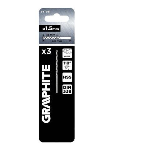 WIERTŁA DO METALU HSS, DIN 338, 1,5 MM, 3 SZT. WIERTŁA DO METALU HSS, DIN 338, 1,5 MM, 3 SZT.