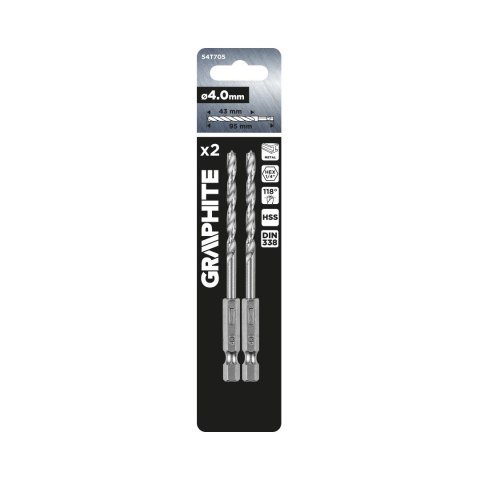 WIERTŁO DO METALU HEx 4.0 MM, 2 SZT. WIERTŁO DO METALU HEx 4.0 MM, 2 SZT.