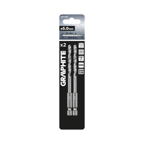 WIERTŁO DO METALU HEx 5.0 MM, 2 SZT. WIERTŁO DO METALU HEx 5.0 MM, 2 SZT.