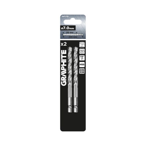 WIERTŁO DO METALU HEx 7.0 MM, 2 SZT. WIERTŁO DO METALU HEx 7.0 MM, 2 SZT.