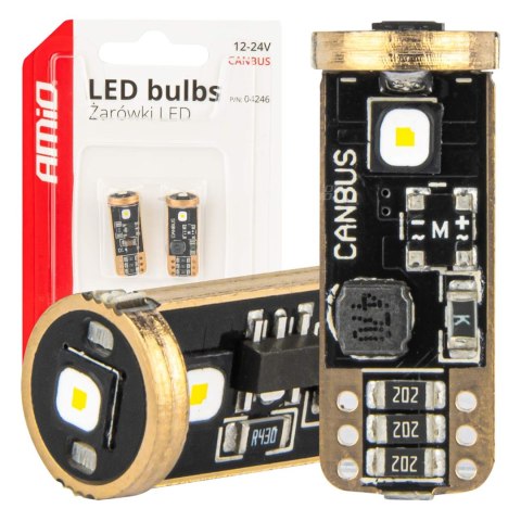 ŻARÓWKI LED CANBUS T10 W5W 3SMD 3838 WHITE 12V 24V AMIO-04246 ŻARÓWKI LED CANBUS T10 W5W 3SMD 3838 WHITE 12V 24V AMIO-04246
