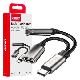 AD PATER ROZGAŁĘŹNIK USB-C NA USB-C + MINI JACK 3.5MM 10CM AMIO-04295