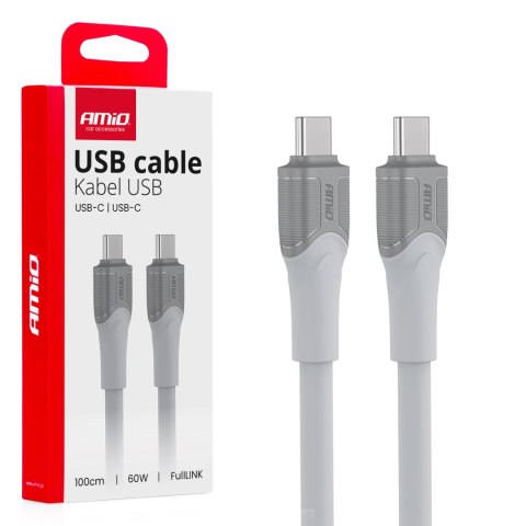 KABEL DO ŁADOWANIA USB-C USB-C 60W 100CM FULLLINK TRANSMISJA DANYCH AMIO-04291 KABEL DO ŁADOWANIA USB-C USB-C 60W 100CM FULLLINK TRANSMISJA DANYCH AMIO-04291