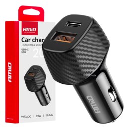 ŁADOWARKA SAMOCHODOWA qC+ PD 20W USB-A + USB-C AMIO-04282