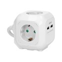 PRZEDŁUŻACZ 4 KROTNY 2P+Z (SCHUKO), ŁADOWARKA 2xUSB, 1,4M H05VV-F 3x1,5MM2, BIAŁY
