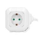 PRZEDŁUŻACZ 4 KROTNY 2P+Z (SCHUKO), ŁADOWARKA 2xUSB, 1,4M H05VV-F 3x1,5MM2, BIAŁY