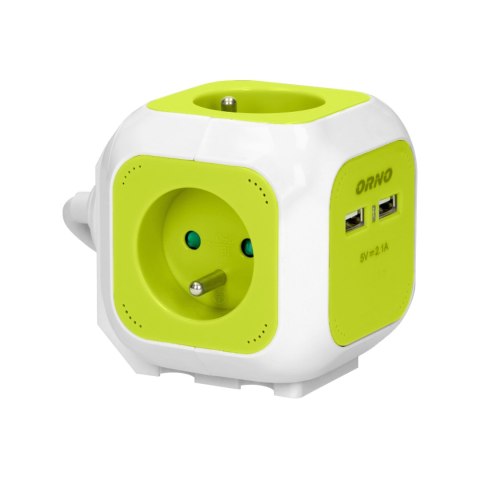 PRZEDŁUŻACZ 4-KROTNY Z ŁADOWARKĄ 2xUSB 1,4M LIMONKOWY PRZEDŁUŻACZ 4-KROTNY Z ŁADOWARKĄ 2xUSB 1,4M LIMONKOWY