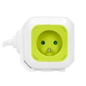 PRZEDŁUŻACZ 4-KROTNY Z ŁADOWARKĄ 2xUSB 1,4M LIMONKOWY