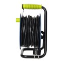 PRZEDŁUŻACZ BĘBNOWY MINI, 4 GNIAZDA 2P+Z, METALOWY STOJAK,  POLWINIT H05VV-F 3x1MM? , DŁUGOŚĆ 15M, LIMONKOWY