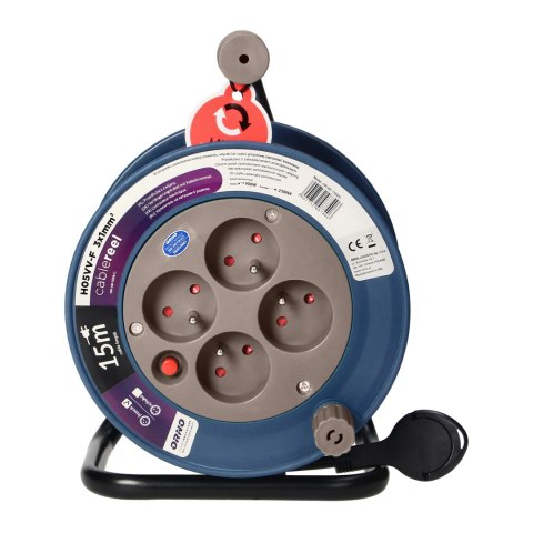 PRZEDŁUŻACZ BĘBNOWY MINI, 4 GNIAZDA 2P+Z, METALOWY STOJAK, POLWINIT H05VV-F 3x1MM? , DŁUGOŚĆ 15M, SZARY PRZEDŁUŻACZ BĘBNOWY MINI, 4 GNIAZDA 2P+Z, METALOWY STOJAK, POLWINIT H05VV-F 3x1MM? , DŁUGOŚĆ 15M, SZARY