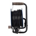 PRZEDŁUŻACZ BĘBNOWY MINI, 4 GNIAZDA 2P+Z, METALOWY STOJAK,  POLWINIT H05VV-F 3x1MM? , DŁUGOŚĆ 15M, SZARY