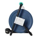 PRZEDŁUŻACZ BĘBNOWY MINI, 4 GNIAZDA 2P+Z, METALOWY STOJAK,  POLWINIT H05VV-F 3x1MM?, DŁUGOŚĆ 15M, TURKUSOWY