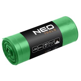 WORKI NA OD PADY 120 L, ZIELONE Z TAŚMĄ, 40 MIC, 10 SZT.