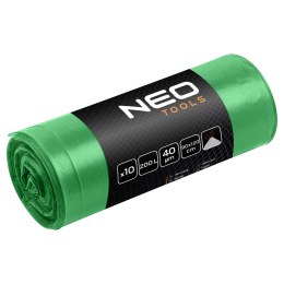 WORKI NA OD PADY 200 L, ZIELONE Z TAŚMĄ, 40 MIC, 10 SZT.