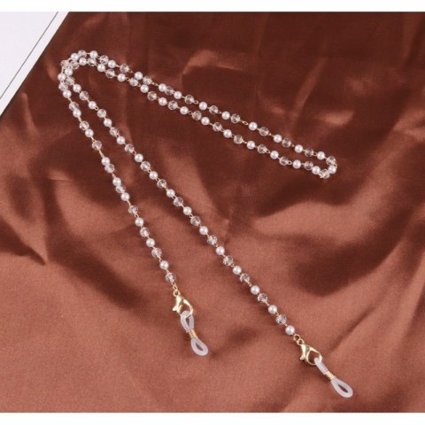 ŁAŃCUSZEK DO OKULARÓW BIAŁE KORALIKI LDK14