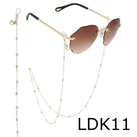 ŁAŃCUSZEK DO OKULARÓW CIENKI ZŁOTY KULKI PERŁY 71CM LDK11