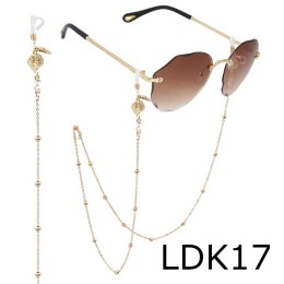 ŁAŃCUSZEK DO OKULARÓW CIENKI ZŁOTY KWIAT CYRKONIE 68CM LDK17