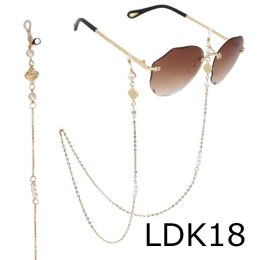 ŁAŃCUSZEK DO OKULARÓW CIENKI ZŁOTY KWIAT CYRKONIE 73CM LDK18