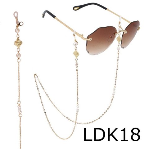 ŁAŃCUSZEK DO OKULARÓW CIENKI ZŁOTY KWIAT CYRKONIE 73CM LDK18