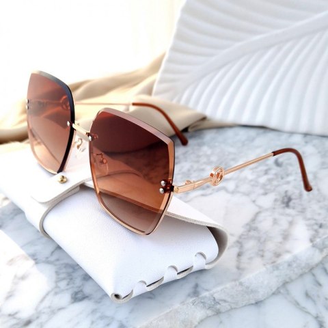 OKULARY PRZECIWSŁONECZNE LIGHT BROWN SIMPLE ZDOBIENIE V OK391