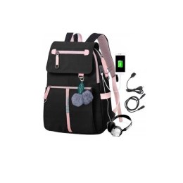 PLECAK SPORTOWY SZKOLNY UNIWERSALNY Z BRELOKIEM USB PL158