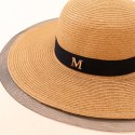 STYLOWY KAPELUSZ DAMSKI PLAŻOWY LETNI SŁOMKOWY TIUL CZ48