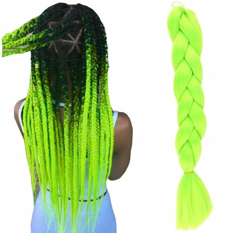 SYNTETYCZNE WŁOSY 120 CM GĘSTE JEDNOKOLOROWE LIMONKA WLS43