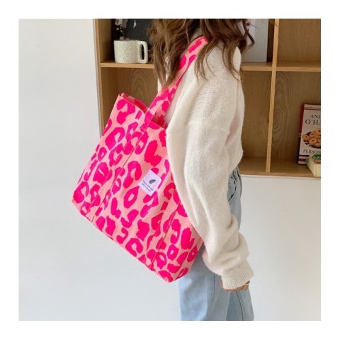 TORBA MATERIAŁOWA DUŻA 58X44X10CM RÓŻOWA PANTERKA TP16