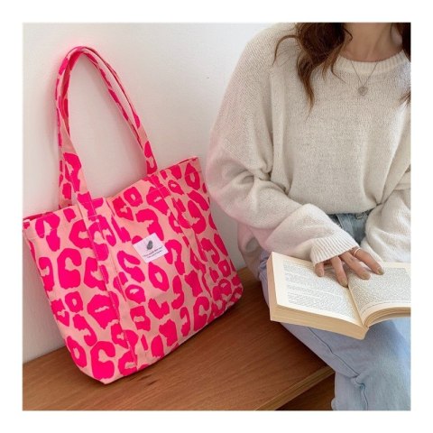 TORBA MATERIAŁOWA DUŻA 58X44X10CM RÓŻOWA PANTERKA TP16