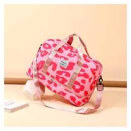 TORBA PODRÓŻNA DWUKOMOROWA RÓŻOWA PANTERKA 51X25X39CM T264