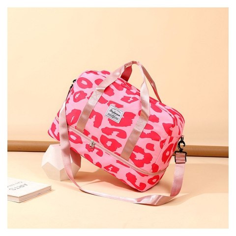 TORBA PODRÓŻNA DWUKOMOROWA RÓŻOWA PANTERKA 51X25X39CM T264 TORBA PODRÓŻNA DWUKOMOROWA RÓŻOWA PANTERKA 51X25X39CM T264