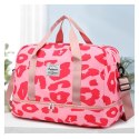 TORBA PODRÓŻNA DWUKOMOROWA RÓŻOWA PANTERKA 51X25X39CM T264