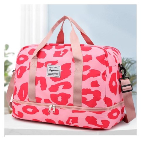 TORBA PODRÓŻNA DWUKOMOROWA RÓŻOWA PANTERKA 51X25X39CM T264 TORBA PODRÓŻNA DWUKOMOROWA RÓŻOWA PANTERKA 51X25X39CM T264