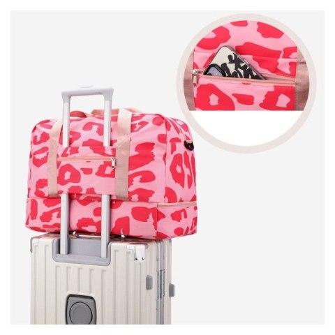 TORBA PODRÓŻNA DWUKOMOROWA RÓŻOWA PANTERKA 51X25X39CM T264 TORBA PODRÓŻNA DWUKOMOROWA RÓŻOWA PANTERKA 51X25X39CM T264