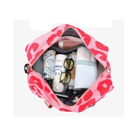 TORBA PODRÓŻNA DWUKOMOROWA RÓŻOWA PANTERKA 51X25X39CM T264 TORBA PODRÓŻNA DWUKOMOROWA RÓŻOWA PANTERKA 51X25X39CM T264