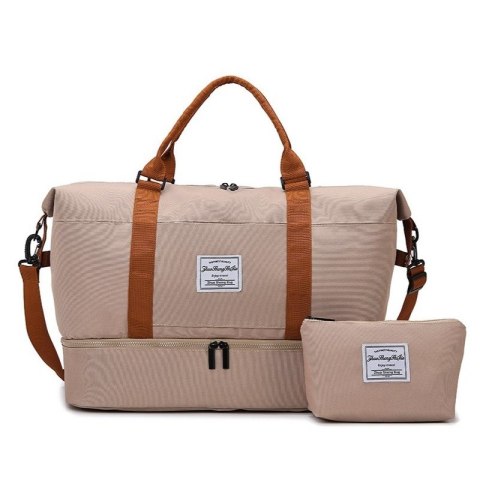 ZESTAW TORBA PODRÓŻNA DWUKOMOROWA Z KOSMETYCZKA 51X25X39CM T263K