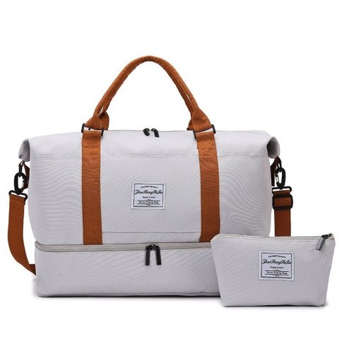 ZESTAW TORBA PODRÓŻNA DWUKOMOROWA Z KOSMETYCZKA 51X25X39CM T263SZ
