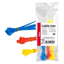 O PASKI ZACISKOWE  PLASTIKOWE WIELOKOLOROWE ZESTAW 60 SZT. AMIO-04313