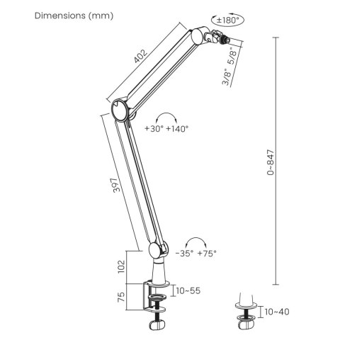 UCHWYT MIKROFONU 3/8" I 5/8" NANORS, 1KG MAx, RS421 UCHWYT MIKROFONU 3/8" I 5/8" NANORS, 1KG MAx, RS421