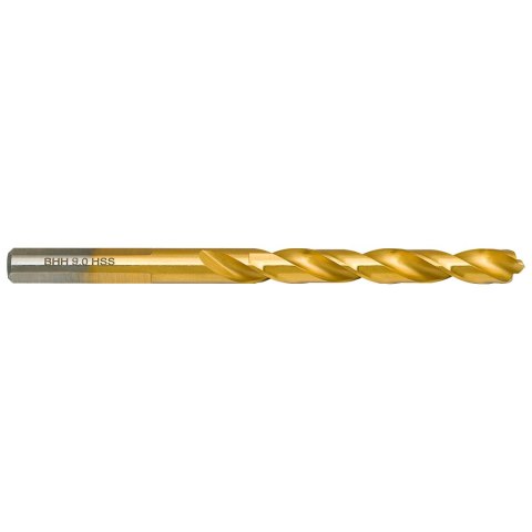 WIERTŁO DO METALU BAILDON DIN 338 RN 9 MM, HSS TIN (S), 125-81 MM (CHWYT 3- PŁASZCZYZNOWY)