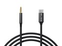 66-168# PRZYŁĄCZE USB-C - JACK 3,5 1,0M  PLECIONKA BIAŁE