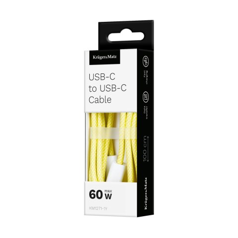 KABEL USB TY PU C - USB TY PU C 60 W 1 M ŻÓŁTY KRUGER&MATZ BASIC KABEL USB TY PU C - USB TY PU C 60 W 1 M ŻÓŁTY KRUGER&MATZ BASIC