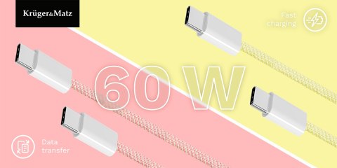 KABEL USB TY PU C - USB TY PU C 60 W 1 M ŻÓŁTY KRUGER&MATZ BASIC KABEL USB TY PU C - USB TY PU C 60 W 1 M ŻÓŁTY KRUGER&MATZ BASIC