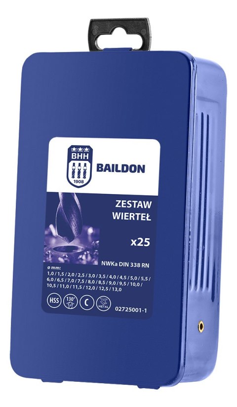 KOM PLET WIERTEŁ DO STALI I ŻELIWA NWKA M-25, 1,0-13,0 MM, SZLIFOWANE, HSS (25 SZT.) KOM PLET WIERTEŁ DO STALI I ŻELIWA NWKA M-25, 1,0-13,0 MM, SZLIFOWANE, HSS (25 SZT.)